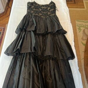 Tiered silk duiponi dress with sequined bodice vintage
